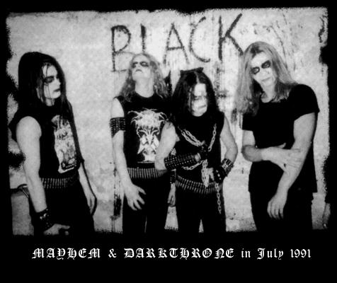 Mayhem members Euronymous and Dead with members of Darkthrone at 